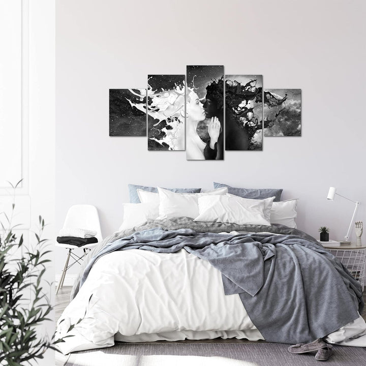 Runa Art - Bilder Milk und Coffee 200 x 100 cm 5 Teilig XXL Wanddekoration Design Schwarz Weiss 0050