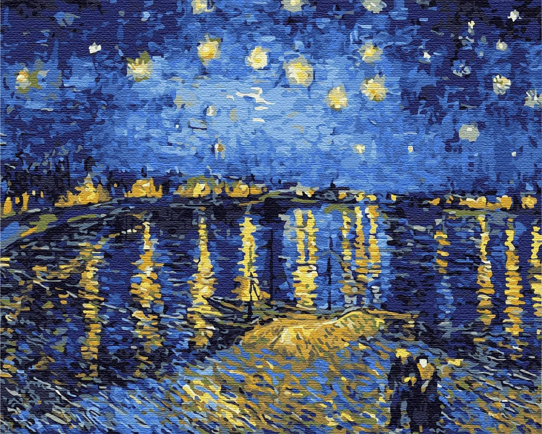 Artnapi Malen Nach Zahlen Erwachsene Kinder Kits MIT RAHMEN 40 * 50 cm (Sternennacht an der Rhone Va