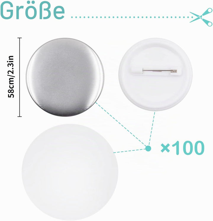 100 Stück 58mm Leere Schaltfläche Abzeichen Button Teile Button Supplies Back Button Teile für Butto