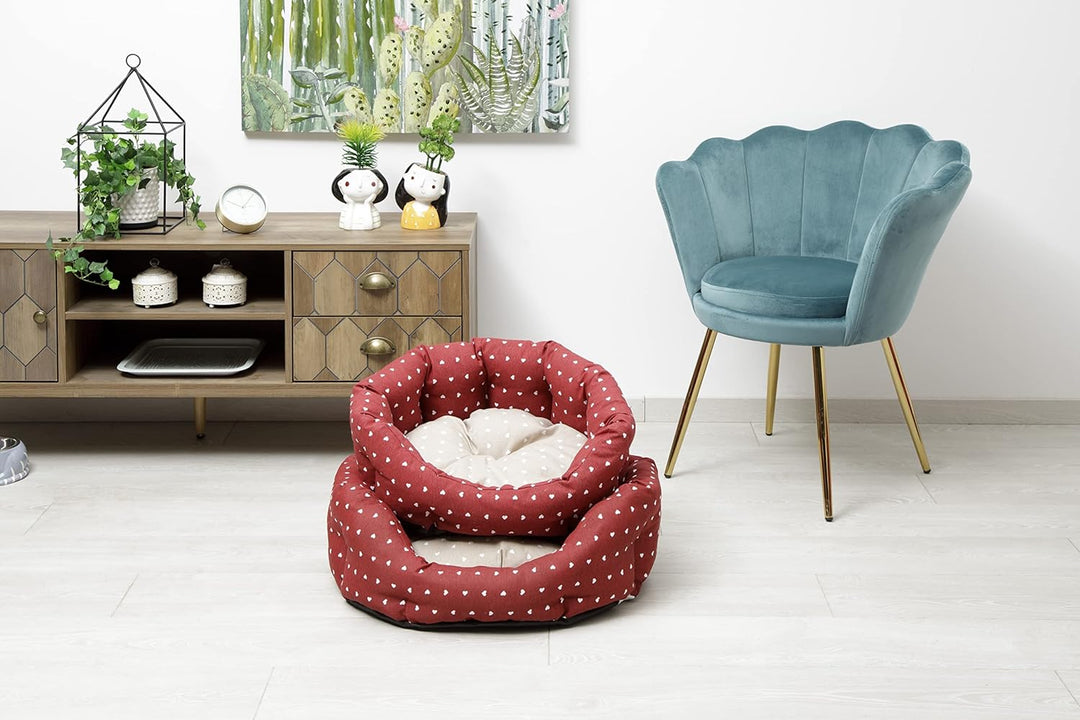 Baroni Home Hundebett aus Stoff, Grösse M, weiches rundes Hundematte für Hunde und Katzen, bequem, f