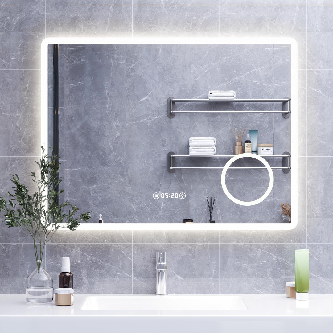 HySail Badspiegel mit Beleuchtung, 5mm Hochauflösender Silber-Spiegel, 3 Farbtemperaturen & Dimmbare