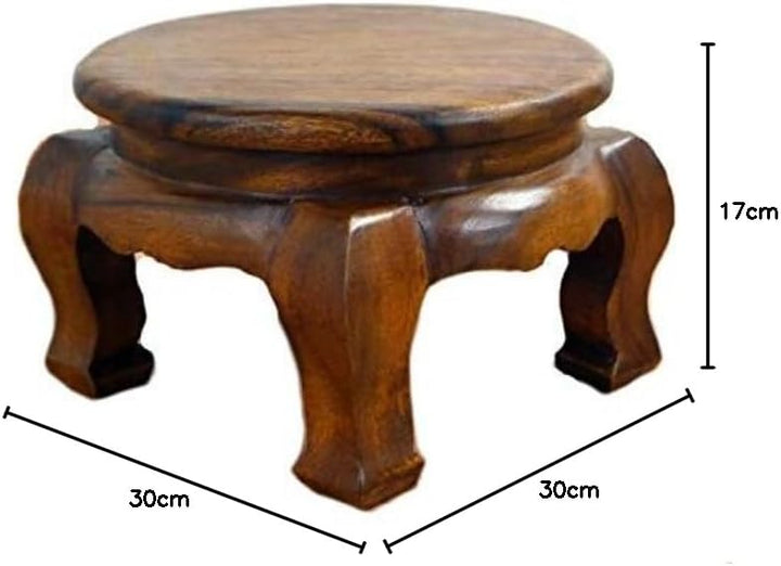 livasia Runder Opiumtisch, Beistelltisch aus Massivholz, Couchtisch, Nachttisch Braun 40cm, Braun 40