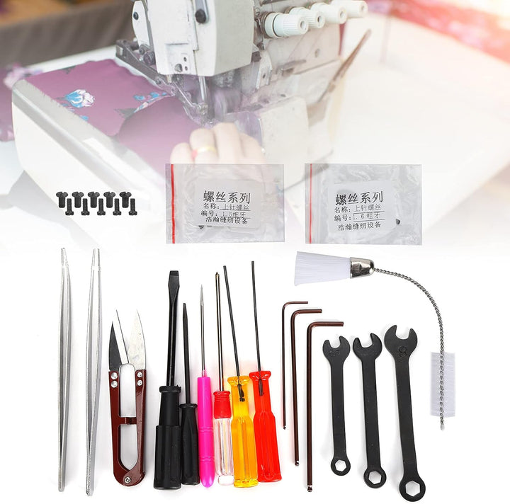 Shanrya Overlock-Nähmaschinen-Werkzeugset, Bürstenschrauben, Kreuzschlitz-/Schlitzschraubendreher, O