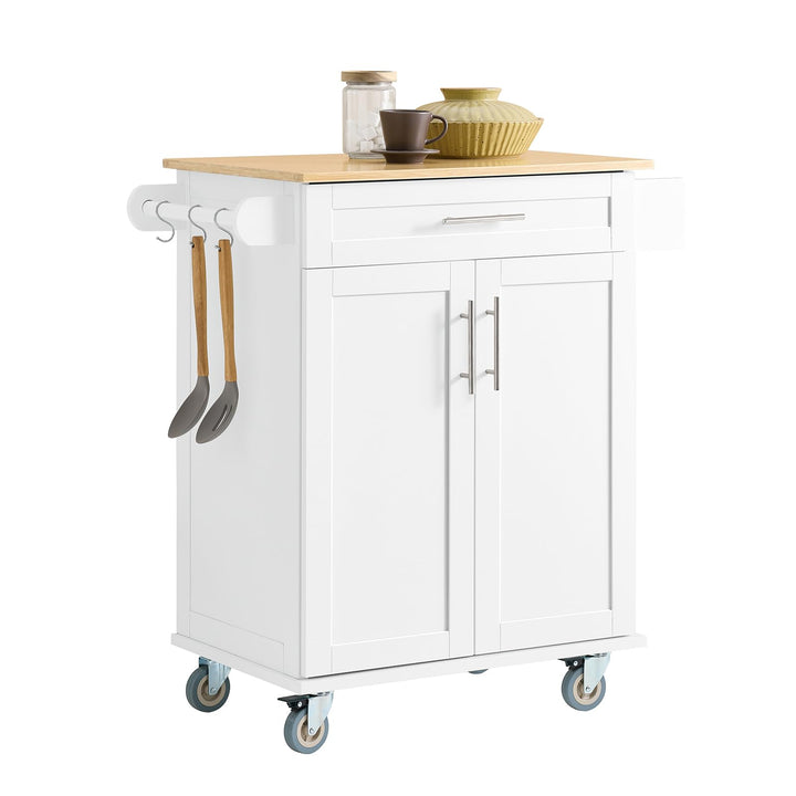 SoBuy Servierwagen mit Arbeitsplatte, Küchenwagen auf Rollen, Kücheninsel, Rollwagen Küche mit Staur