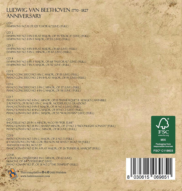Beethoven Anniversary - 10 CD - Sinfonien, Klaviersonate, Klavierkonzerte, Audio-CD