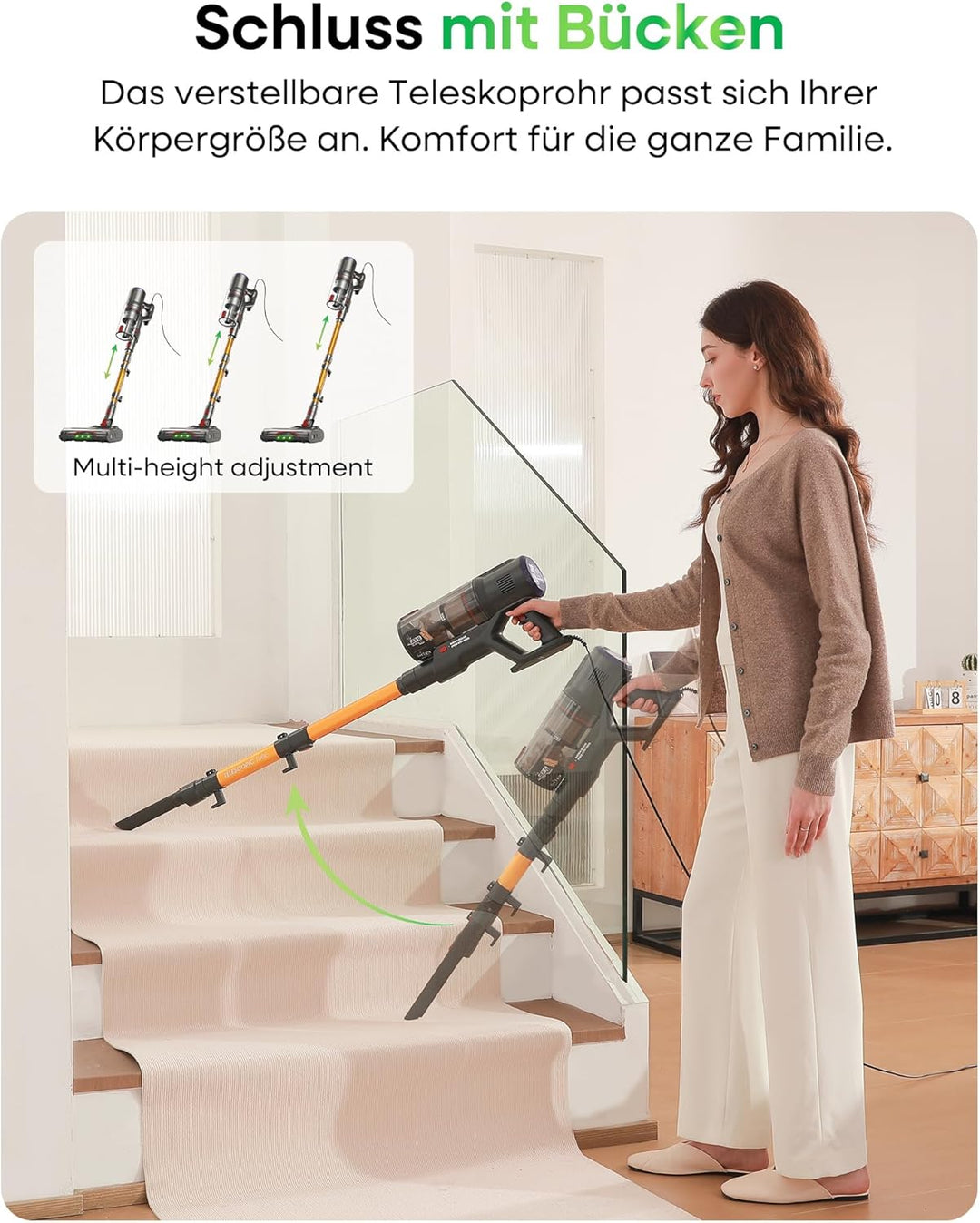 FV2 Staubsauger mit Kabel, 65Kpa/600W Staubsauger Beutellos mit Matratzenbürste, 1,3KG Leichtgewicht