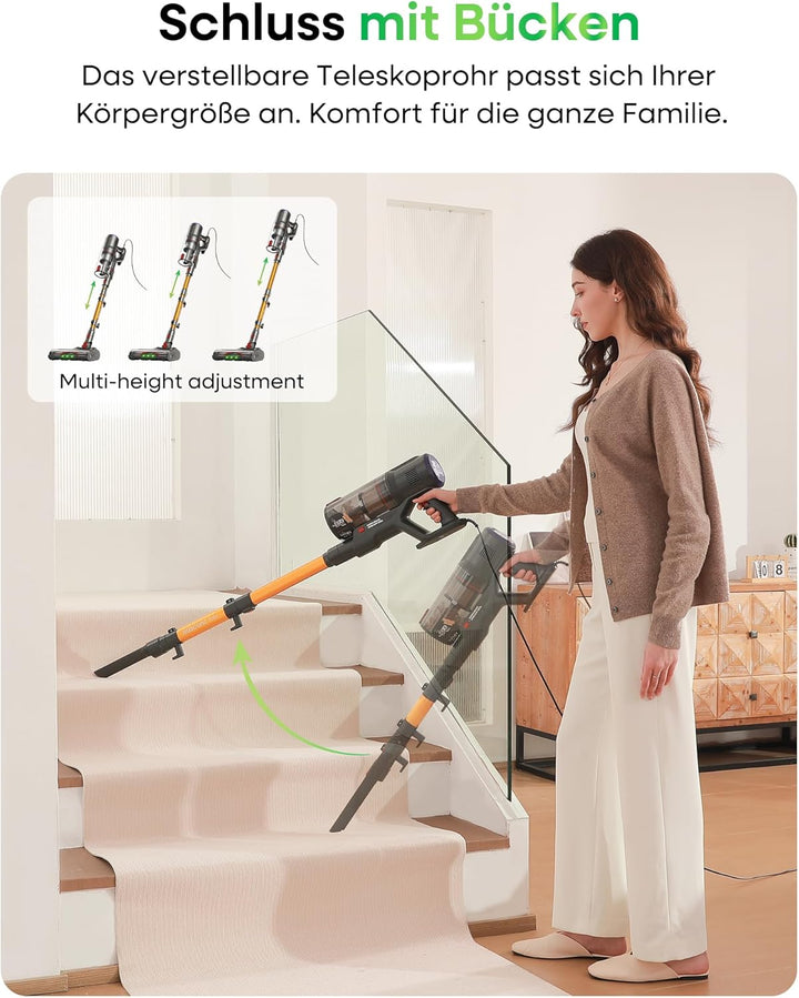 FV2 Staubsauger mit Kabel, 65Kpa/600W Staubsauger Beutellos mit Matratzenbürste, 1,3KG Leichtgewicht