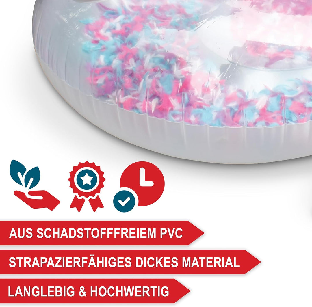 ONBEST aufblasbares XXXL Schwimmtier mit Federn – 183x162x117 cm – Wassertier zum Aufblasen für Erwa