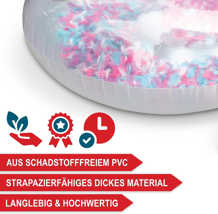 ONBEST aufblasbares XXXL Schwimmtier mit Federn – 183x162x117 cm – Wassertier zum Aufblasen für Erwa