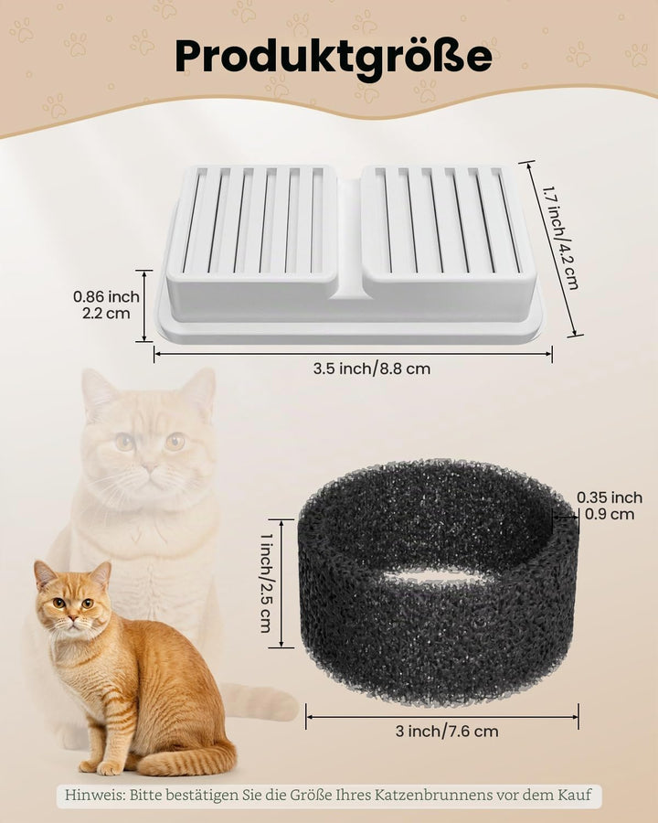 Filter für Katzenbrunnen, 12 Stück Filter + 12 Stück Schaumstofffilter für Trinkbrunnen für Katze We