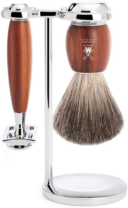 MÜHLE Rasierset - Vivo Serie - Reines Dachshaar - Rasierhobel - Pflaumenholz