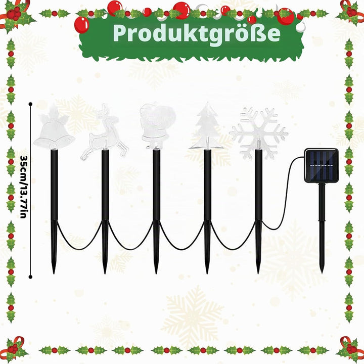 Shinybox Solar Weihnachten Gartenleuchten, 5 Stück Glocken, Elch, Weihnachtsmann, Weihnachtsbaum, Sc