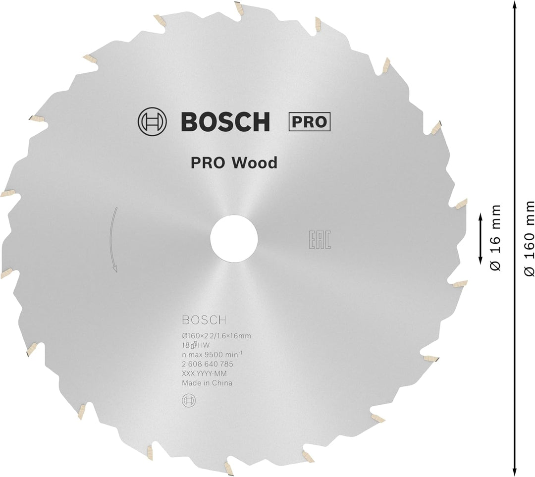 Bosch 1x PRO Wood Kreissägeblatt für Akku-Handkreissägen (für Weichholz, Hartholz, Ø mm, Professiona