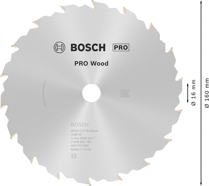 Bosch 1x PRO Wood Kreissägeblatt für Akku-Handkreissägen (für Weichholz, Hartholz, Ø mm, Professiona