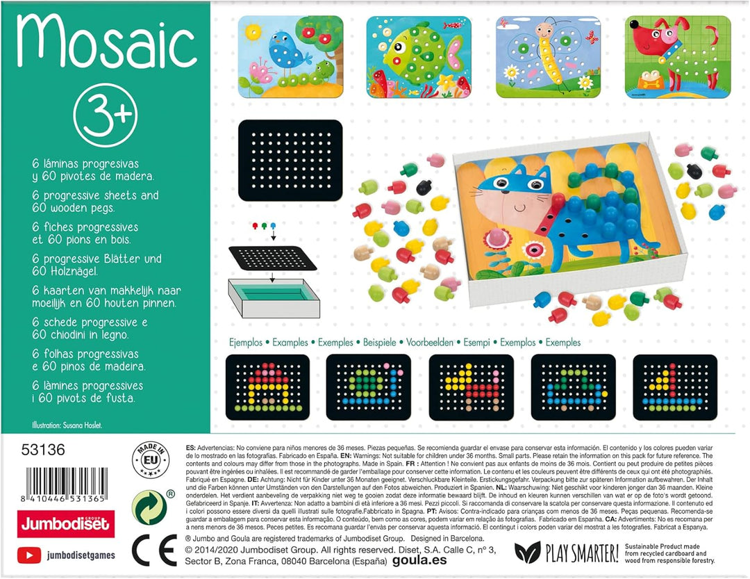 Jumbo Spiele D53136 - GOULA Mosaik Spiel Holzspielzeug für Kleinkinder, Ab 3 Jahren