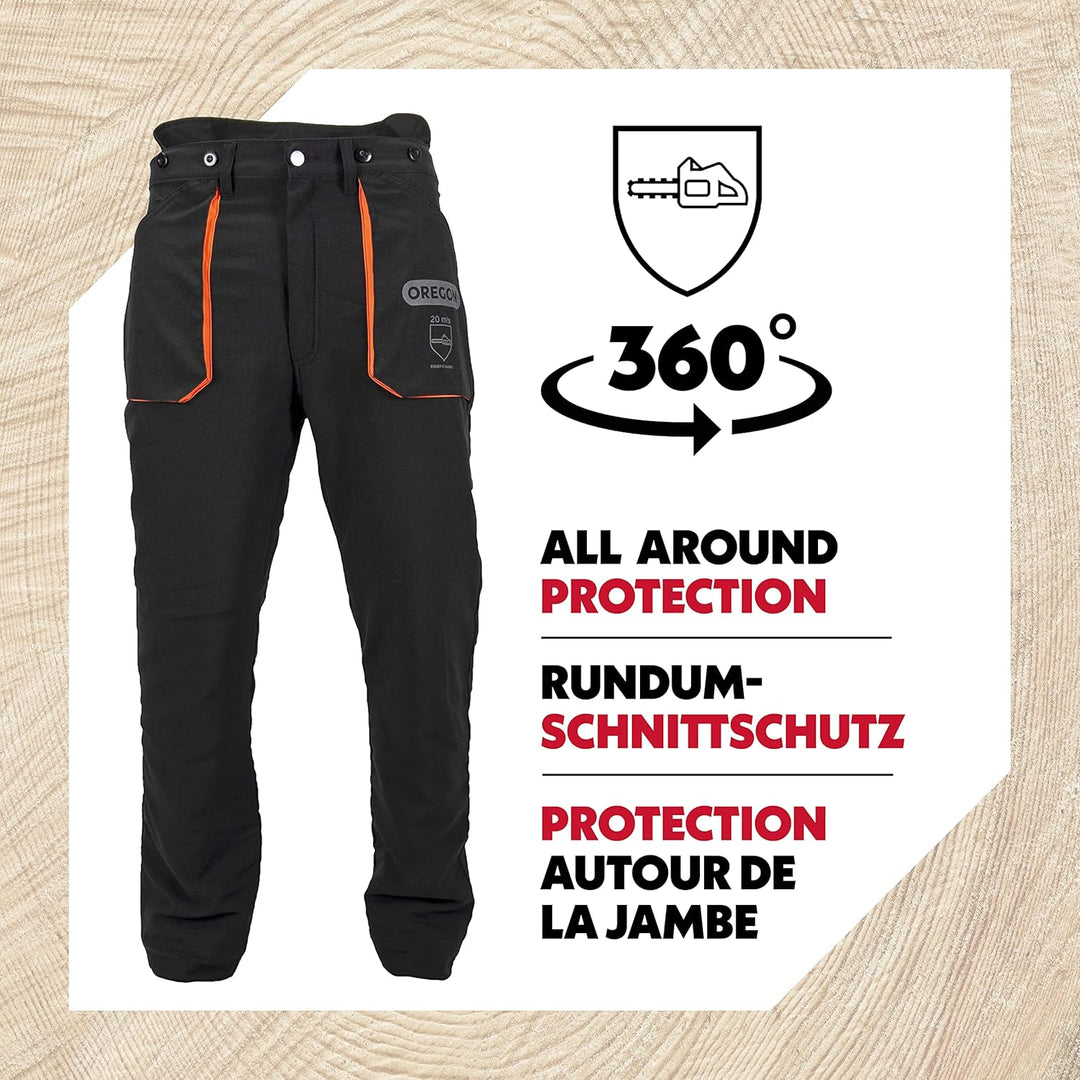 Oregon Yukon Kettensägen-Schnittschutz-Bundhose, Schutztyp C Klasse 1, Grösse XXL Rundherum geschütz