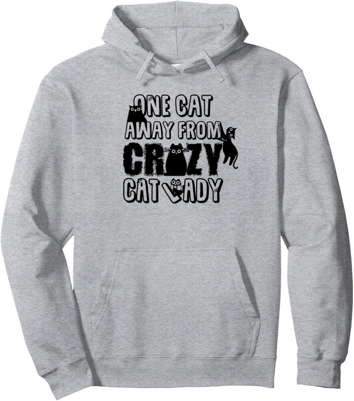Eine Katze weg von einer verrückten Katzendame Cat Lady Pullover Hoodie