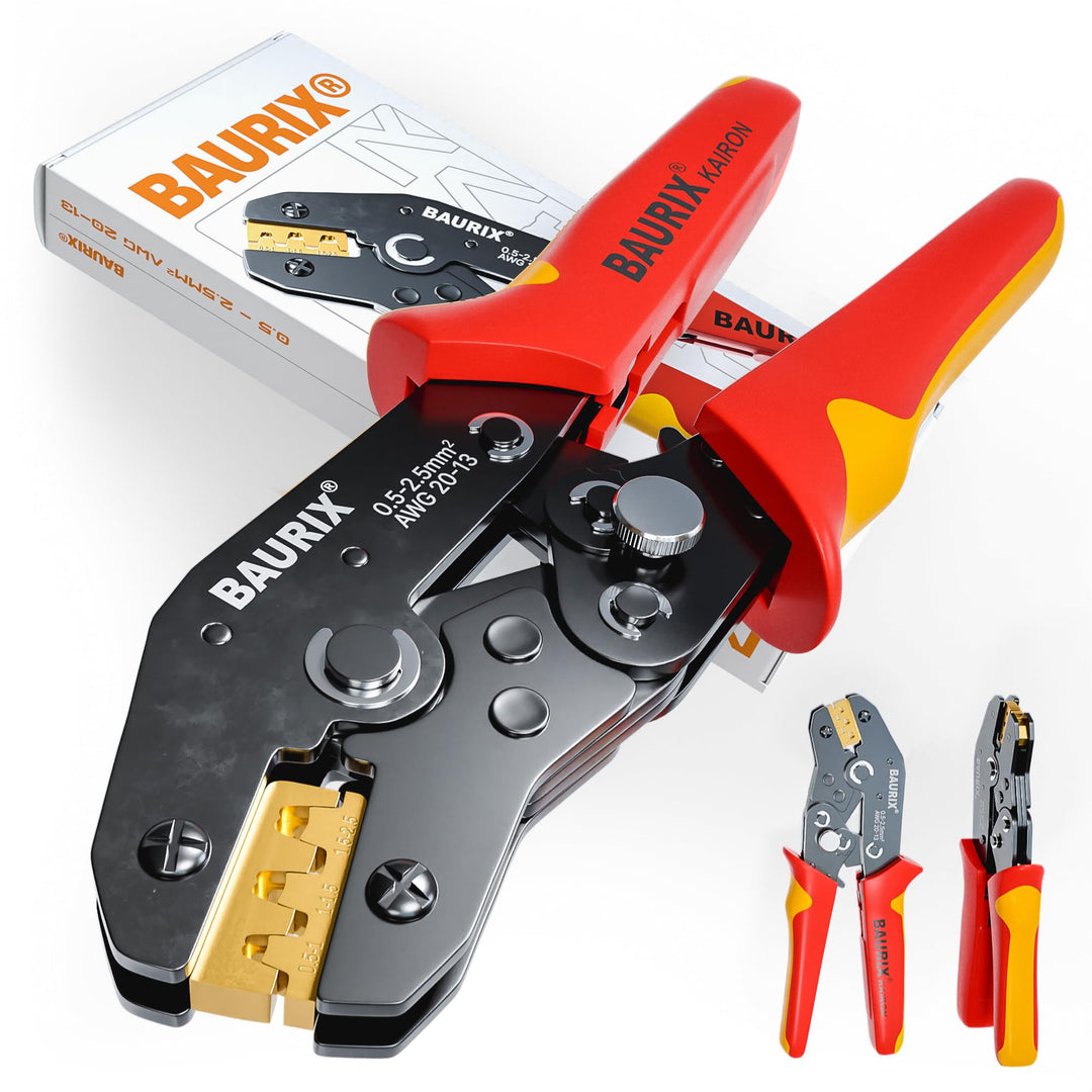 BAURIX® Crimpzange I Krimpzange für 0,50-2,50 mm² Steckverbinder I Crimpzange einzeln I Crimp Zange