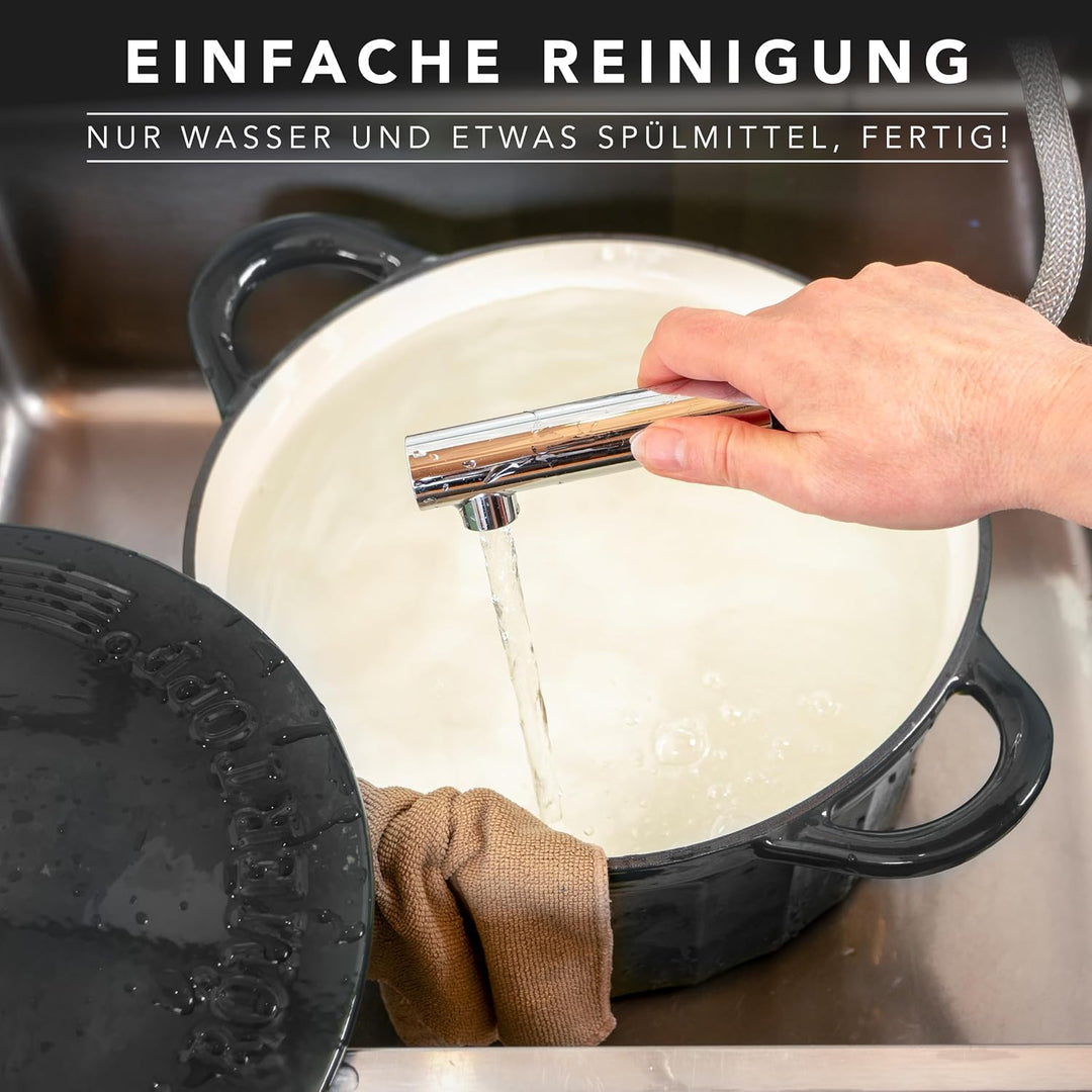 Römertopf Bräter Emaille Gusseisen Topf Schmortopf 24 cm Deckel, Anthrazit Anthrazit 24 cm, Anthrazi