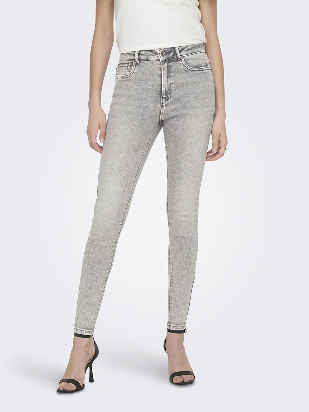 ONLY Female Skinny Jeans ONLMILA Hohe Taille Skinny Fit Jeans 26W / 34L Light Grey Denim, 26W / 34L