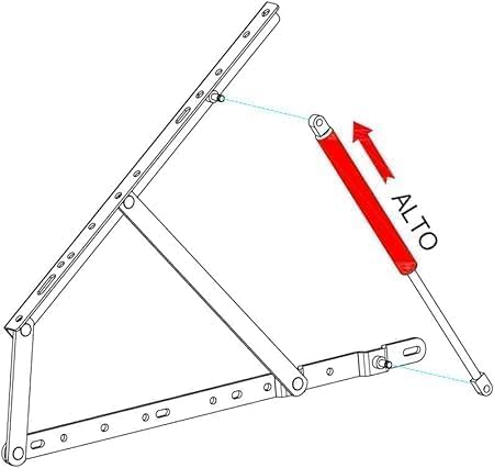 2x Gasdruckfedern 1100N für Hebemechanismus | Abstand 415 mm – Anschluss an Öse | Ersatzteil für Bet