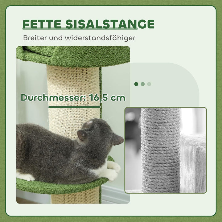 PawHut Kratzbaum 91 cm Katzenturm mit Sisalstämme, Plattform, Kissen mehrstöckiger Katzenkratzbaum,