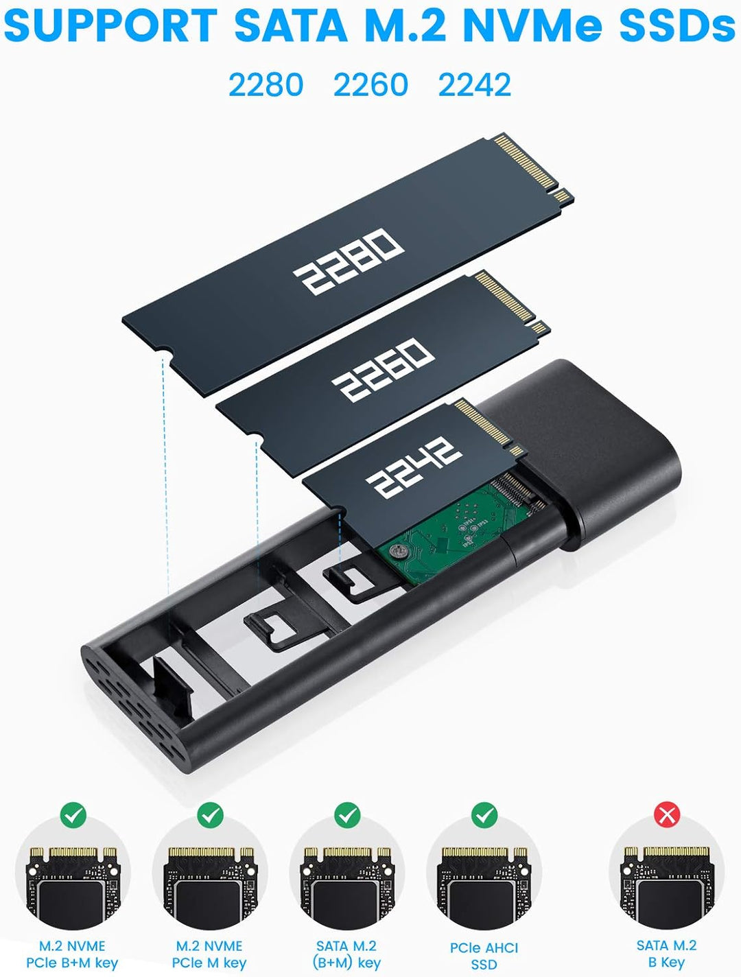 Aluminum M.2 NVMe SATA SSD Gehäuse RSHTECH M.2 NVMe USB Adapter RTL9210B chip unterstützt USB 3.1 Ge