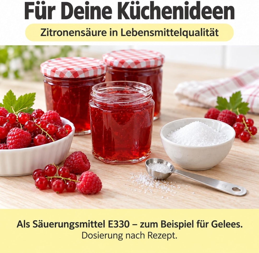 Zitronensäure Pulver 5kg | Lebensmittelqualität E330 | Ideal für Küche (Kochen, Backen) &amp; Haushalt (