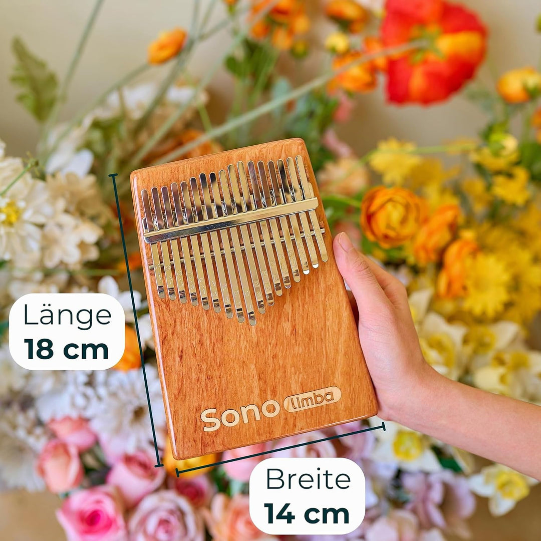 Sonolimba "Kalimba mit 17 Tasten" - Daumenklavier aus hochwertigem Akazienholz - Finger Thumb inkl.