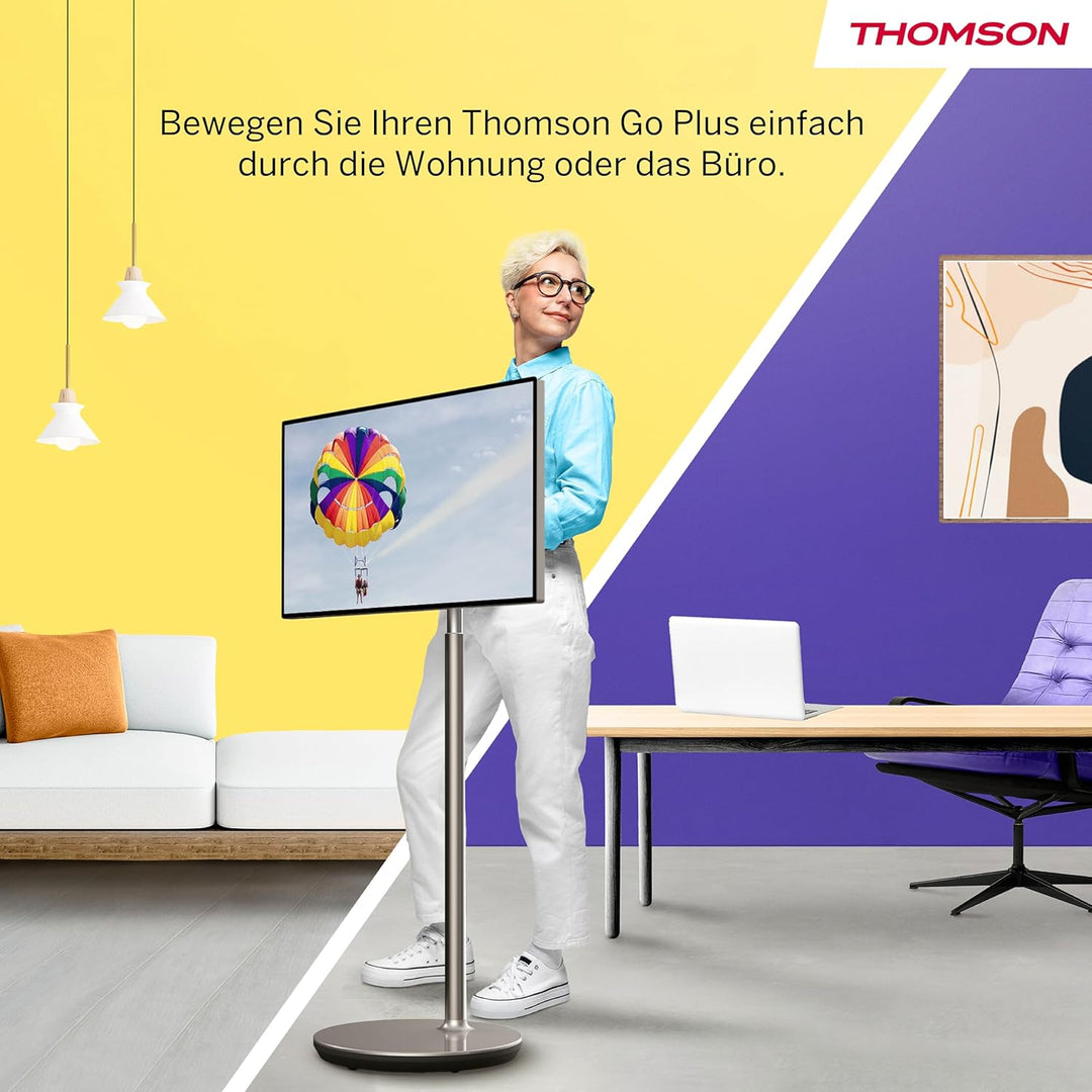 Thomson 32 Zoll (80 cm) Go Plus, 4K UHD (3840 x 2160), Tragbarer Android Fernseher, Sprachsteuerung,