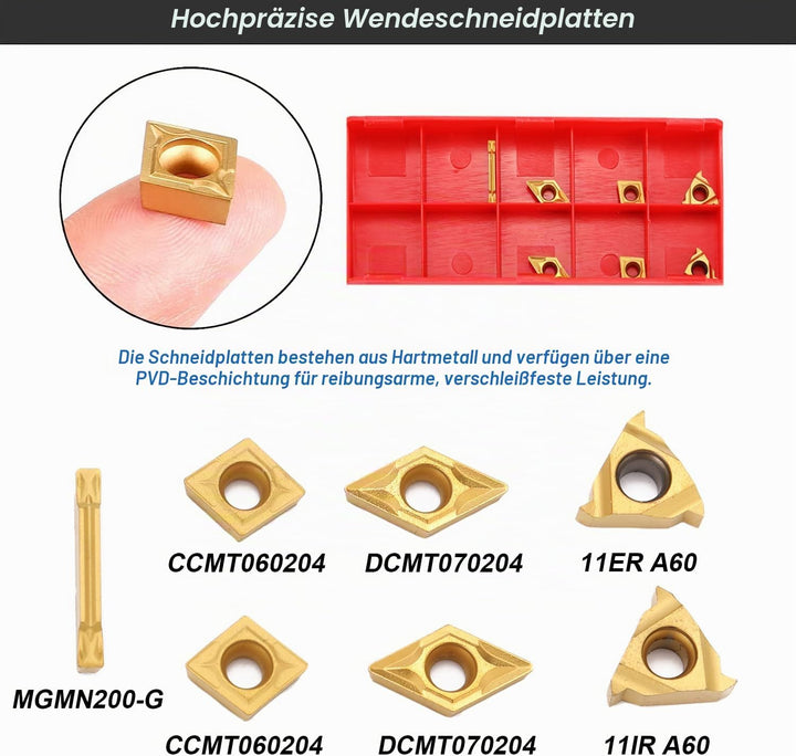 21pcs Drehmaschine Bohrstangen Set CNC Drehmeissel Drehwerkzeuge Schaftdrehmaschine 10mm Drehbank Sc