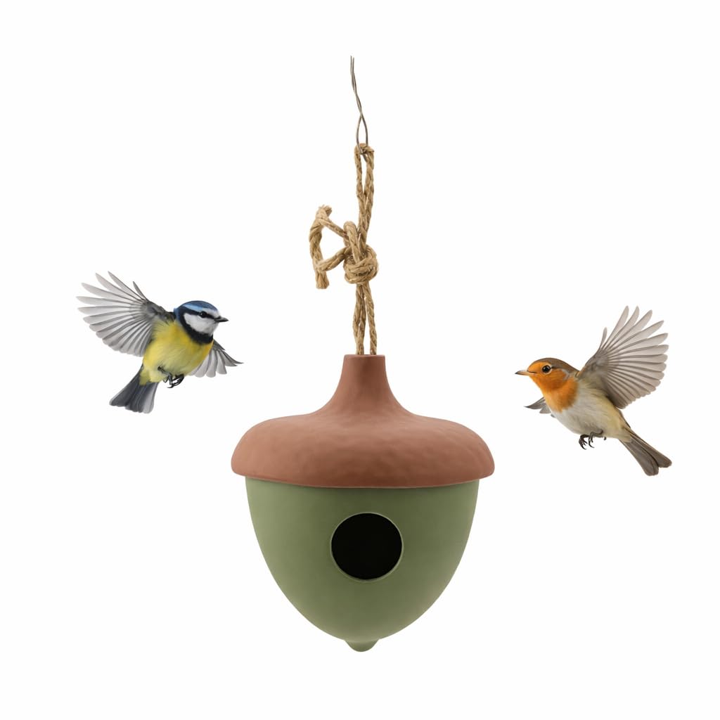 Point-Virgule Nistkasten für vögel, Vogelhaus zum aufhängen, Eichel, grün, 16x16x19cm 16x16x19cm grü