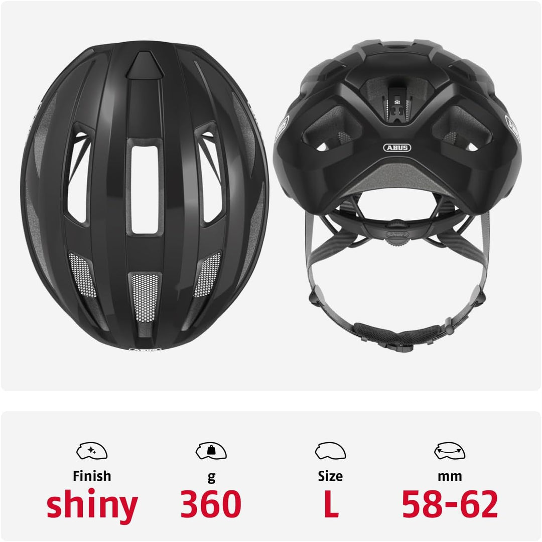 ABUS Rennradhelm Macator - sportiver Fahrradhelm für Einsteiger - auch für Zopfträger/-innen - für D