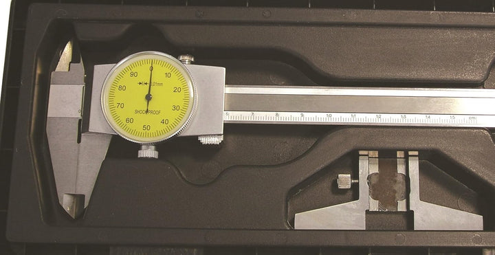 CNC QUALITÄT Uhrenmessschieber 150 mm mit Tiefenanschlag im Satz - Ablesung 0,01 mm