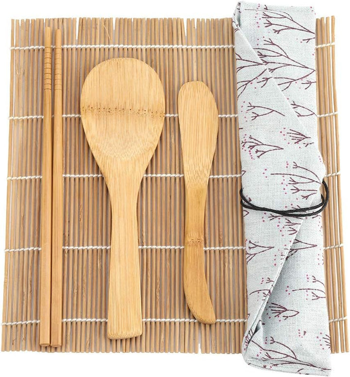 Atyhao Sushi Making Kit - 9 Stück/Set Bambus Sushi Making Kit Enthält 2 Rollmatten 5 Essstäbchen 1 P