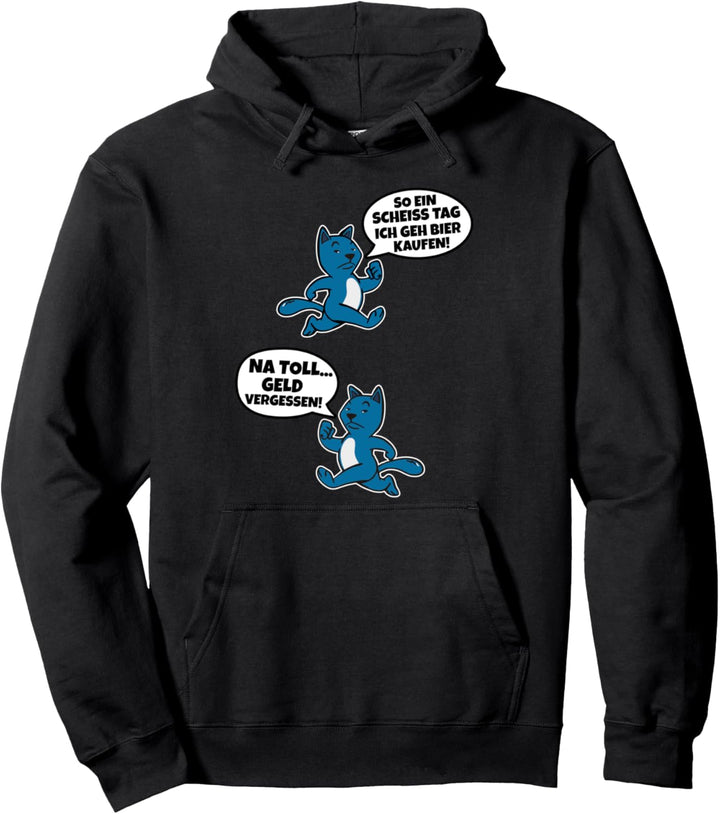 Katze hat einen harten Tag - Lustiges Katzen & Bier Fun Pullover Hoodie