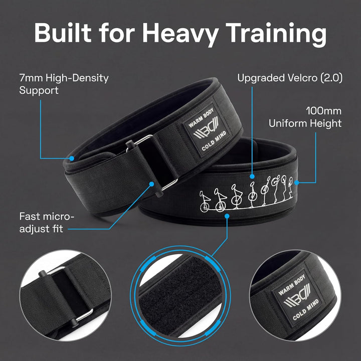 WARM BODY COLD MIND Premium Gewichthebergürtel aus Hochwertiger Nylon für Krafttraining - Gym Gürtel