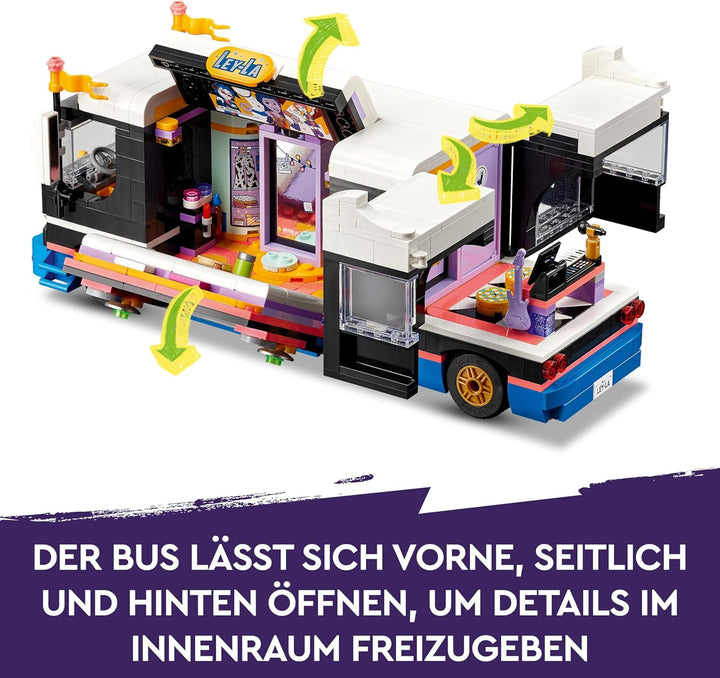 LEGO Friends Popstar-Tourbus, Musik-Set mit LKW-Spielzeug und 4 Figuren, fördert die sozial-emotiona