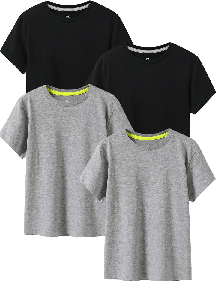 LAPASA Kinder T Shirt 100% Baumwolle 4er Pack Unisex 3-13 Jahre/ 95-165 Jungen Jungs Sport Tshirt K0