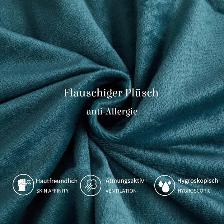Boqingzhu Plüsch Bettwäsche 200×200cm Biber Petrol Blau Grau Flanell Winter Warm Kuschelig Flauschig