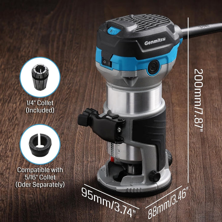 SainSmart 1,25 HP Handtrimmer-Router, kompakter Holzwerkzeug-Router mit Festbasis, 6 variable Geschw