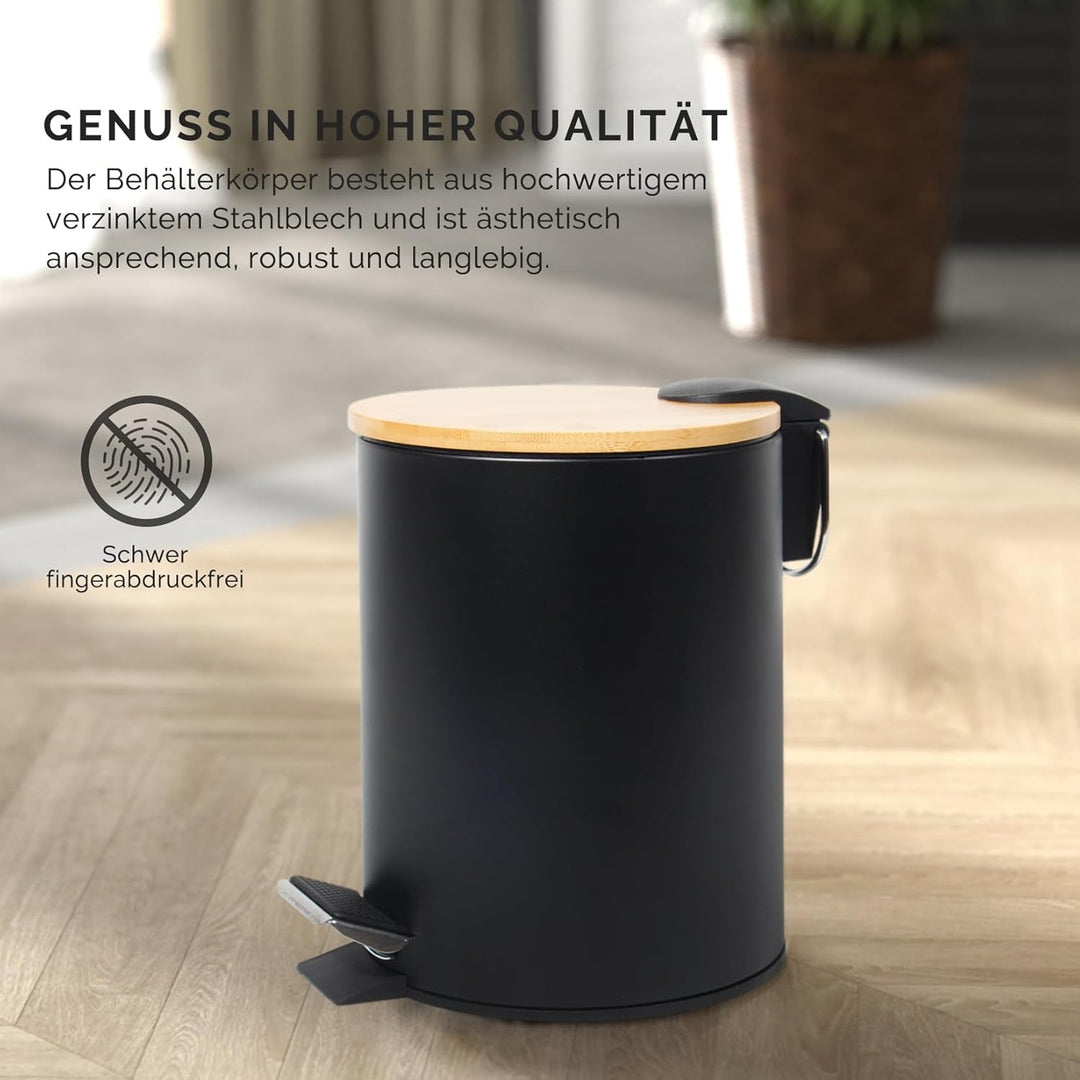 5L Kosmetikeimer Metall, Badezimmer Mülleimer mit deckel, Mülleimer Bad mit Absenkautomatik (Soft Cl