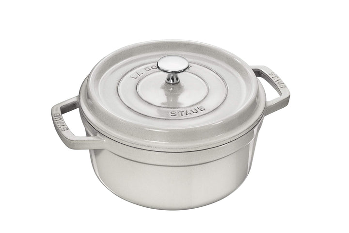 Staub – Schmortopf Truffe weiss aus Gusseisen mit runden Noppen 22 cm