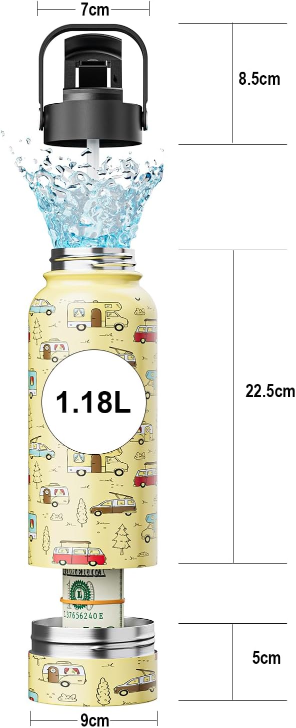 Domemit Wohnwagen Zubehör, Wasserflasche aus Edelstahl mit Verstecktem Platz für Geheimversteck Reis