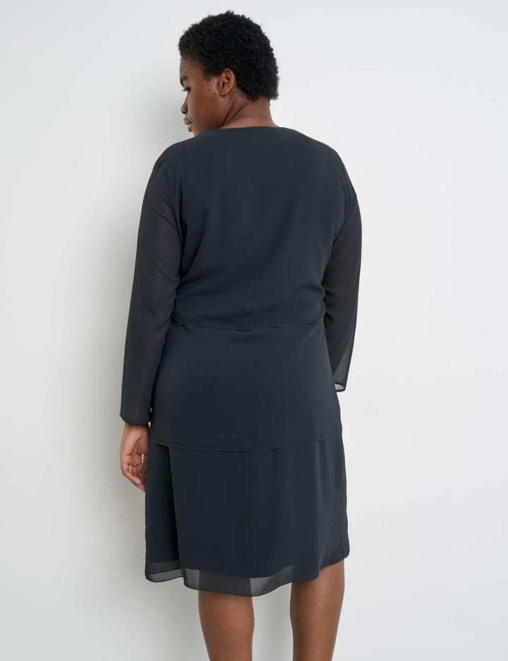 Samoon Damen 980999-29249 Kleid 50 Navy, 50 Navy