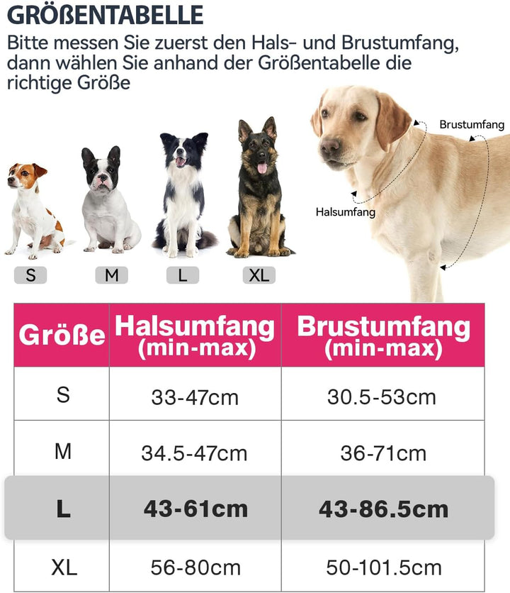 Joytale Anti-Zug Hundegeschirr für grosse Hunde, Rosa, L | Perfekter Sitz, gepolstert &amp; reflektieren