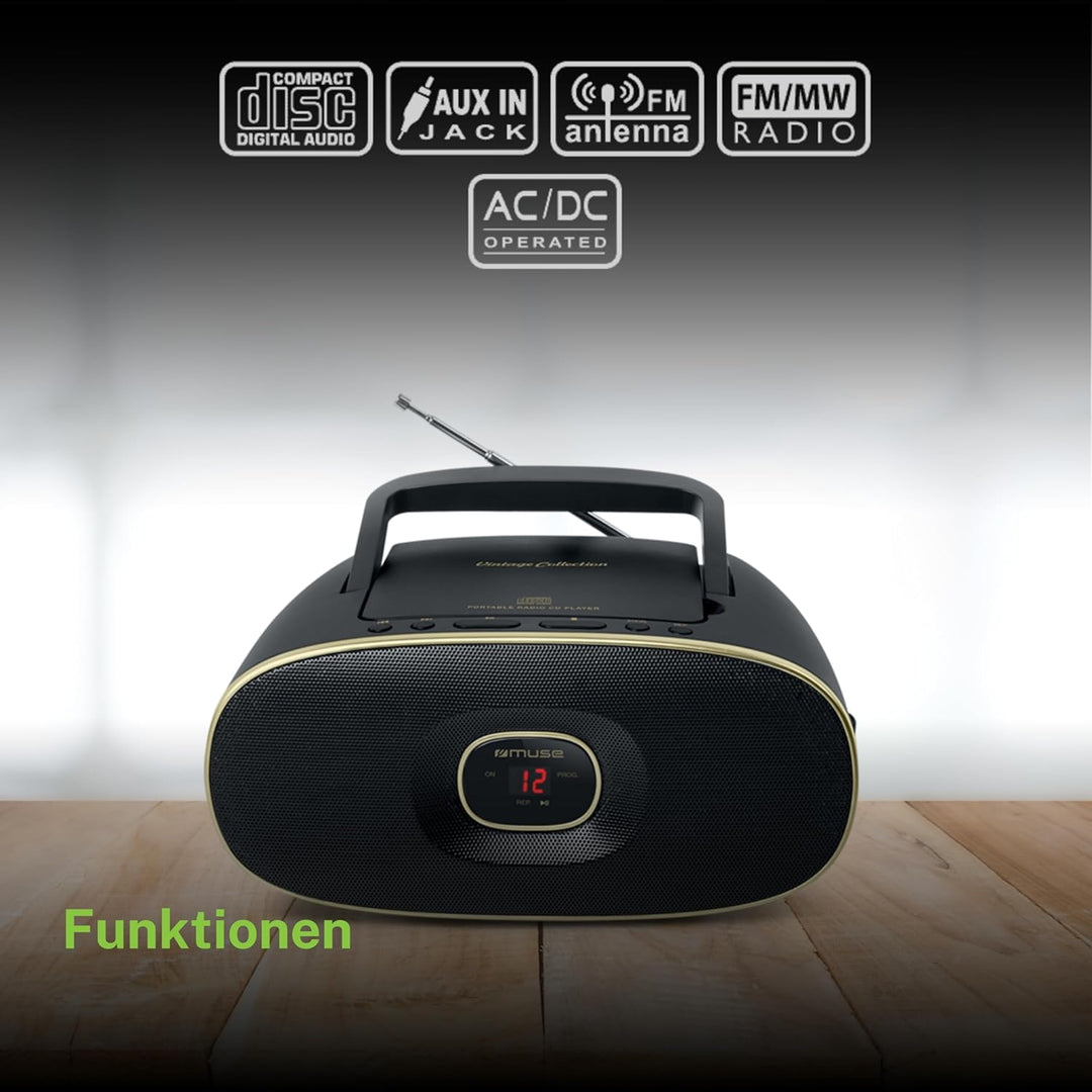 Muse MD-202 VT - Mobilradio mit CD-Player & LED-Display Schwarz, Schwarz