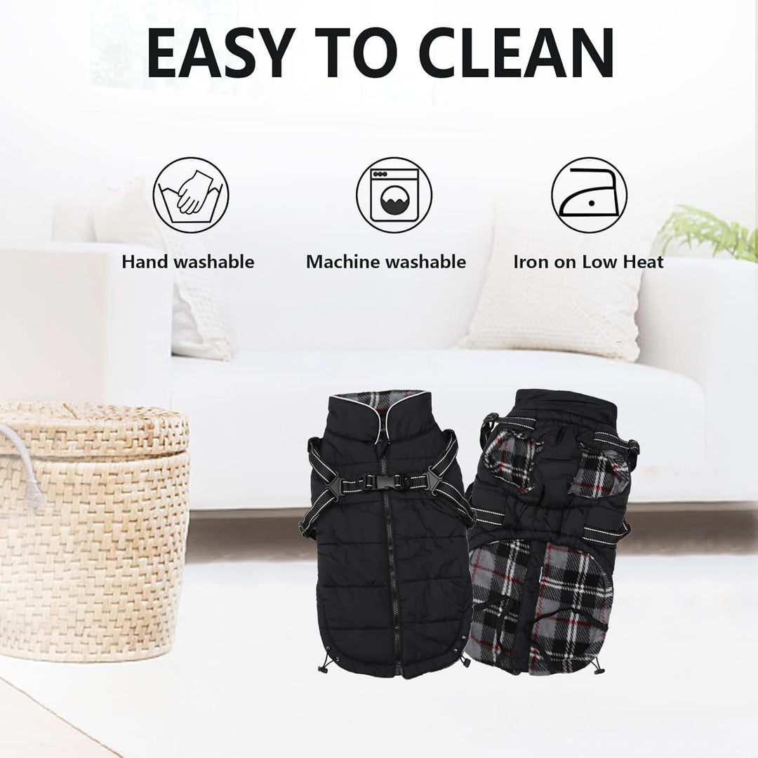 MOREZI Winterhundejacke, wasserdichte Aussenschicht, Fleecefutter, Rückenreissverschluss-Design, mit