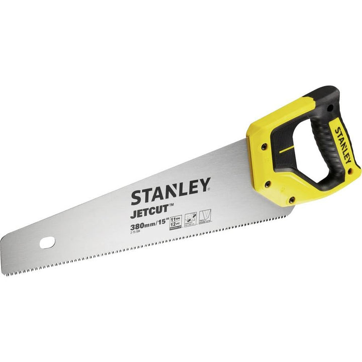 Stanley JetCut Handsäge (fein, 380 mm Länge, 11 Zähne/Inch, Bi-Material, Hardpoint-Verzahnung, 45°/9