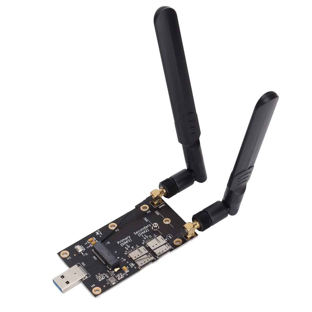 ASHATA NGFF M.2 auf USB3.0 Adapter,Dual-SIM-Kartensteckplatz LTE-Modem mit Antennenschrauben und Sch